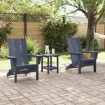 Ensemble de salon de jardin 3 pièces vidaXL bleu marine HDPE