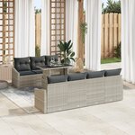 vidaXL Ensemble de salon de jardin 8 pièces avec coussins gris clair en poly rattan