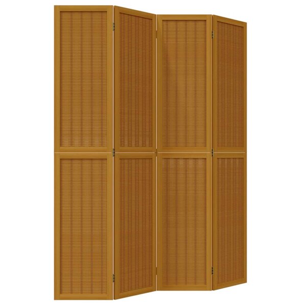 vidaXL Cloison de séparation 4 panneaux marron bois paulownia massif