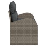 vidaXL Canapé de jardin 2 places avec rangement et coussins gris en poly rattan