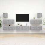 vidaXL Ensemble de meubles TV 7 Pièces Gris béton Bois d'ingénierie