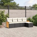 vidaXL Salon de jardin 5 Pièces avec coussins noir résine tressée