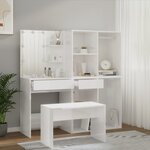 vidaXL Ensemble de coiffeuse avec LED Blanc brillant Bois d'ingénierie