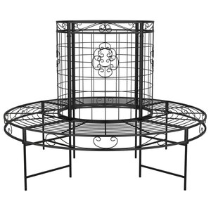 vidaXL Banc circulaire tour d'arbre Ø137 cm Noir Acier