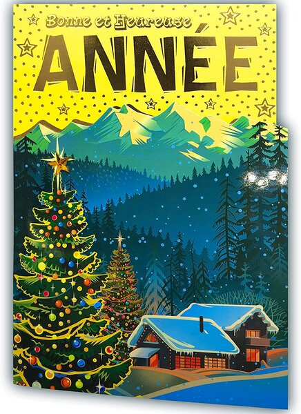 Carte dorée bonne année meilleurs vœux avec enveloppe collage étoile relief 3d
