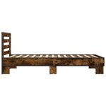 vidaXL Cadre de lit chêne fumé 90x200 cm bois d'ingénierie et métal