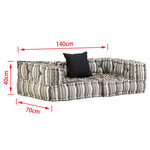 Vidaxl pouf modulaire à 2 places gris rayé tissu