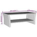 vidaXL Table basse gris 100x50x40 cm résine tressée