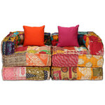 vidaXL Pouf modulaire à 2 places Patchwork Tissu