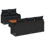 Ensemble canapé de jardin 6 pièces vidaXL avec coussins noir roti acacia