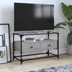vidaXL Meuble TV avec dessus en verre sonoma gris bois d'ingénierie
