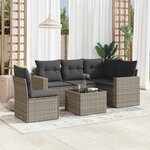 vidaXL Salon de jardin 6 Pièces avec coussins gris résine tressée