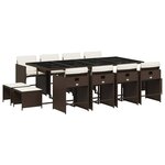 vidaXL Ensemble à manger de jardin avec coussins 13 Pièces marron rotin