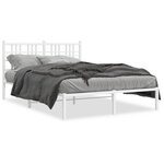 vidaXL Cadre de lit métal avec tête de lit blanc 135x190 cm
