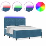 vidaXL Lit à ressort avec matelas et LED Bleu Foncé 180x200 cm Velours
