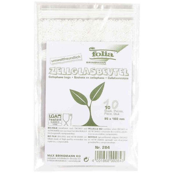 Lot de 10 sachets cellophane imprimé dentelle 145 x 235 mm folia