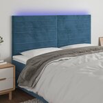vidaXL Tête de lit à LED Bleu foncé 200x5x118/128 cm Velours