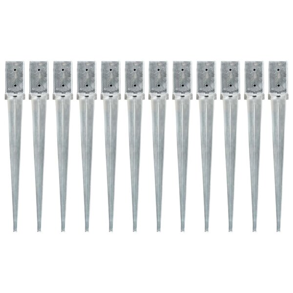 vidaXL Piquets au sol 12 Pièces Argenté 8x8x76 cm Acier galvanisé