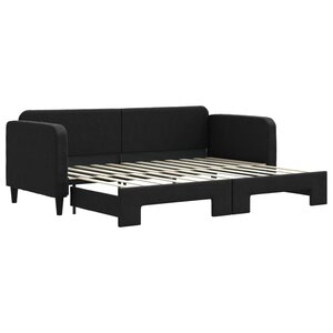 vidaXL Lit de jour avec lit gigogne noir 80x200 cm tissu