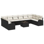 vidaXL Ensemble de canapés de jardin 10 pièces avec coussins en poly rattan marron