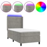 vidaXL Sommier à lattes de lit et matelas et LED Gris clair 90x200cm