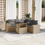 vidaXL Salon de jardin avec coussins 6 Pièces beige résine tressée