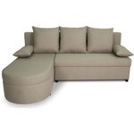 Canapé d'angle convertible réversible 3 places JEN - Tissu Beige - 196 x 88 x 159 cm