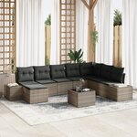vidaXL Ensemble de canapé de jardin 8 pièces avec coussins en poly rattan noir