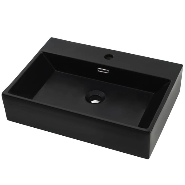 vidaXL Vasque avec trou de robinet en céramique Noir 76x42 5x14 5 cm