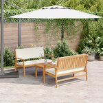 Ensemble de salon de jardin 3 pièces vidaXL avec coussins en bois d'acacia massif