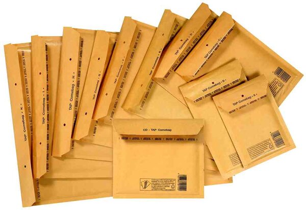Tap enveloppe d'expéditon à bulles d'air comebag, type h18, lot de 100