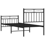 vidaXL Cadre de lit métal sans matelas avec pied de lit noir 75x190 cm