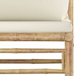 vidaXL Salon de jardin 5 Pièces avec coussins blanc crème bambou