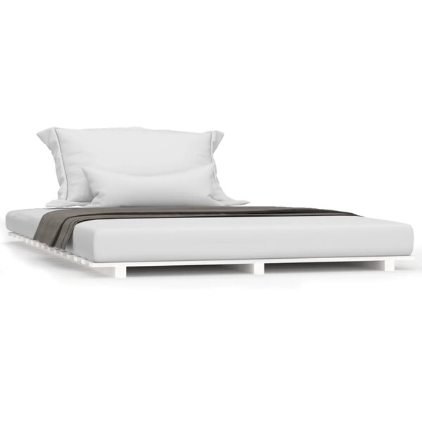 vidaXL Cadre de lit sans matelas blanc 135x190 cm bois de pin massif