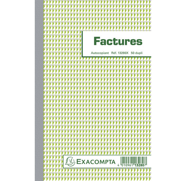 Manifold Factures 21x13 5cm 50 Feuillets Double Autocopiant Texte En Français - Blanc - X 10 - Exacompta