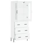 vidaXL Buffet haut Blanc 69 5x34x180 cm Bois d'ingénierie