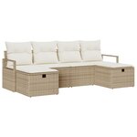Ensemble de Canapés de Jardin 6 Pièces avec Coussins Beige Rattan Synthétique