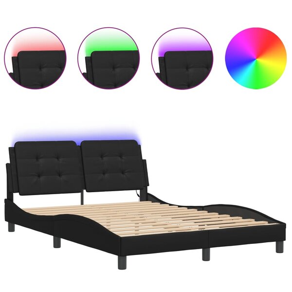 vidaXL Cadre de lit avec LED sans matelas noir 120x200 cm