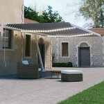 vidaXL Auvent automatique capteur de vent/LED 500x300 cm Bleu et blanc