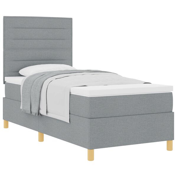 vidaXL Lit box spring avec matelas gris clair simple en tissu