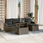 vidaXL Salon de jardin 6 Pièces avec coussins gris résine tressée
