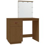 vidaXL Coiffeuse avec LED Marron miel 95x50x133 5cm Bois de pin massif
