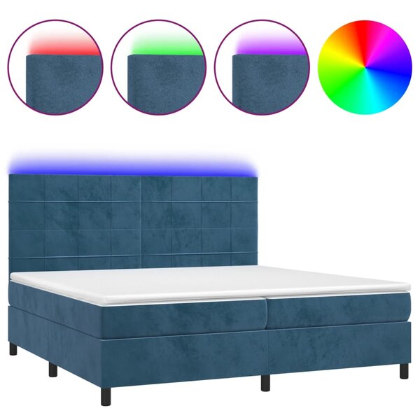vidaXL Sommier à lattes de lit matelas LED Bleu foncé 200x200 cm