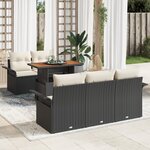 Ensemble de Canapé de Jardin vidaXL 6 Pièces avec Coussins Noir Rotin Synthétique