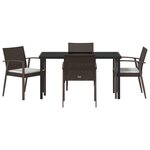 vidaXL Ensemble de salle à manger de jardin 5 pièces avec coussins en poly rotin marron