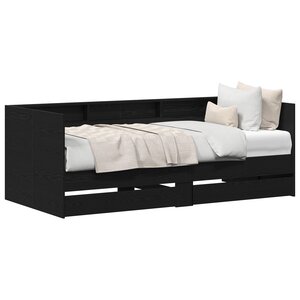 vidaXL Lit de jour en chêne noir avec tiroirs chêne noir Bois d'ingénierie