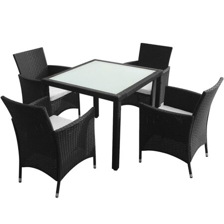 vidaXL Mobilier à dîner jardin 5 Pièces avec coussins Résine tressée Noir