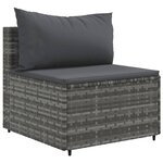 vidaXL Salon de jardin 7 Pièces avec coussins Gris Résine tressée