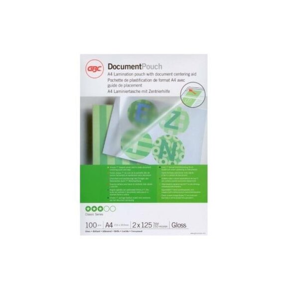 Lot de 100 pochettes de plastification A4 brillant 2x80 microns GBC