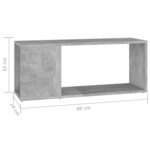 vidaXL Meuble TV Gris béton 80x24x32 cm Aggloméré